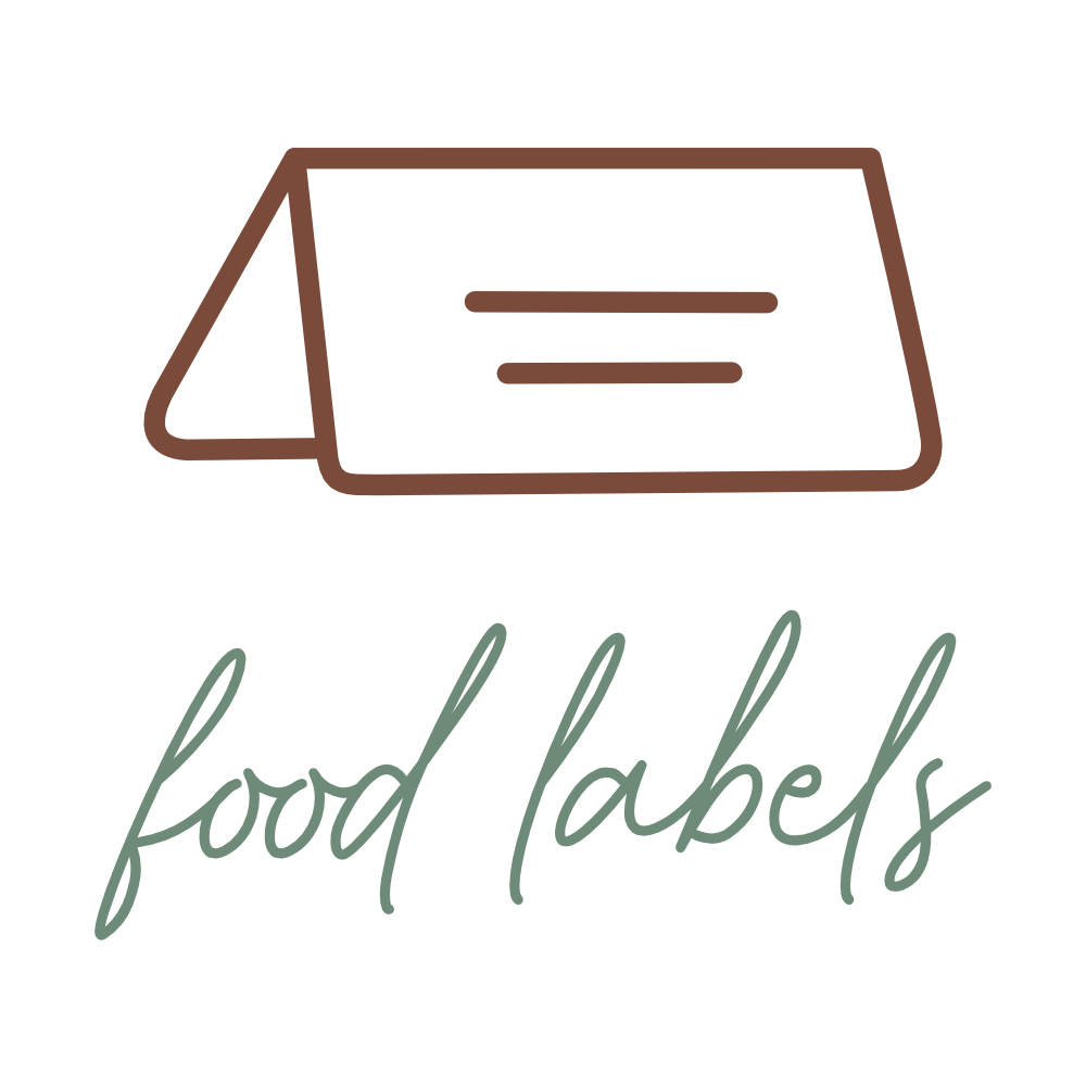 Food labels and table tents printable party decorations for graduations, birthdays, baby showers, retirement parties, and celebrations