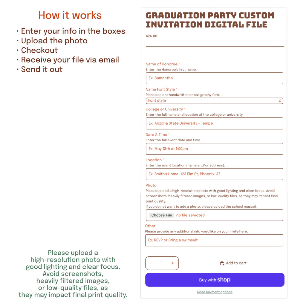 How to order personalized college graduation invitation digital download