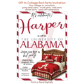 Modern bed party invitation with photo in college colors for a stylish send off celebration
