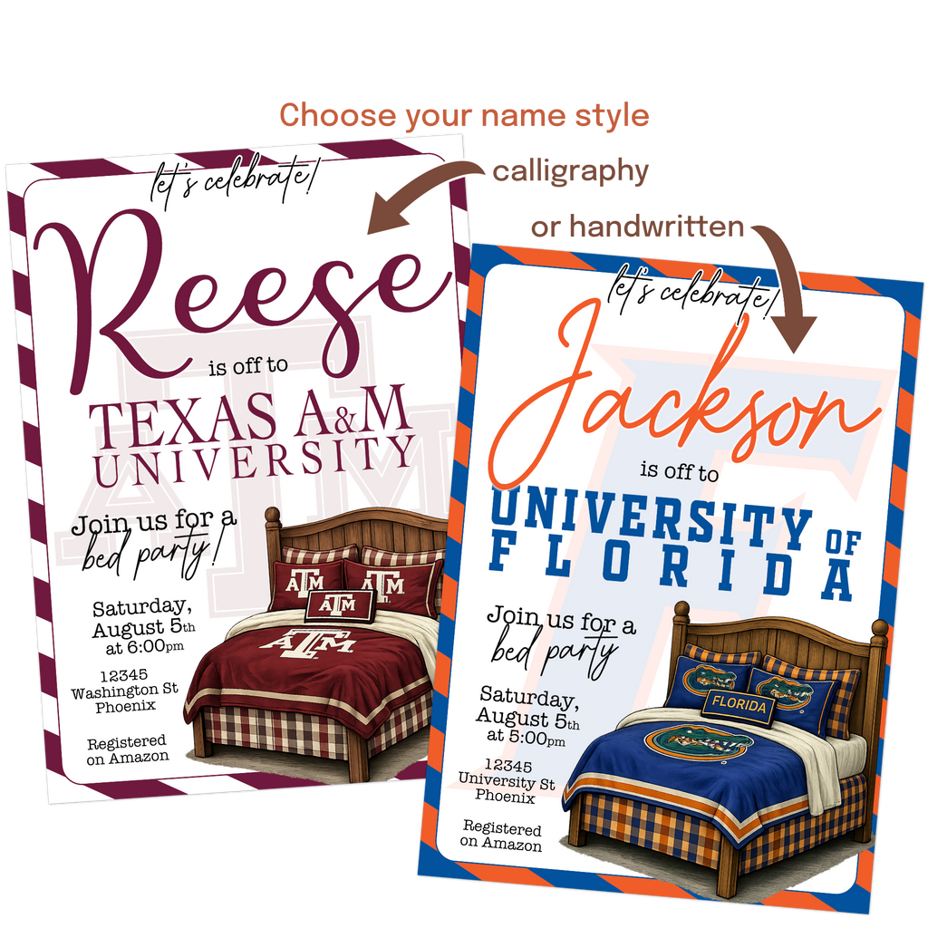 digital invitation file for bed party delivered high resolution for printing or texting