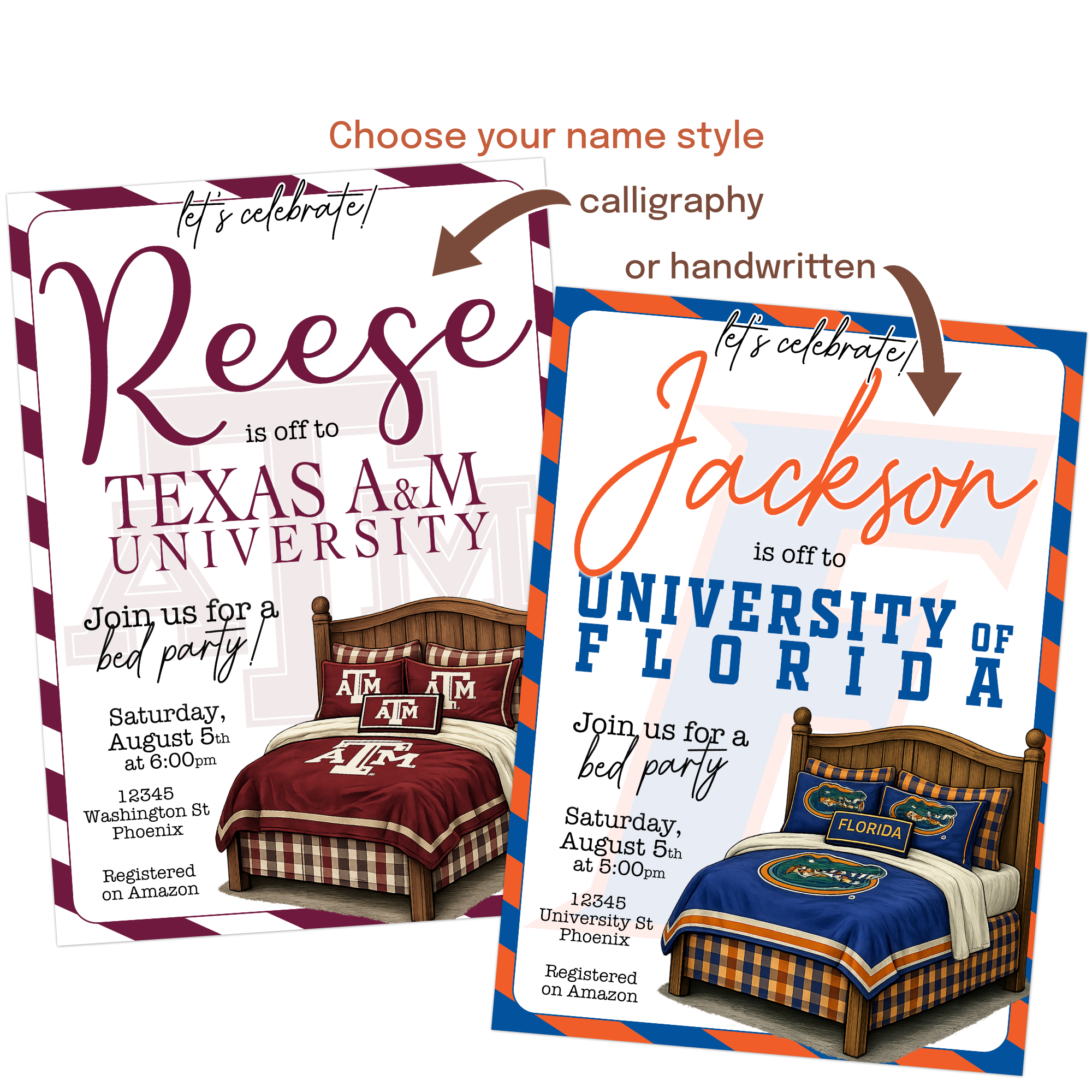 digital invitation file for bed party delivered high resolution for printing or texting