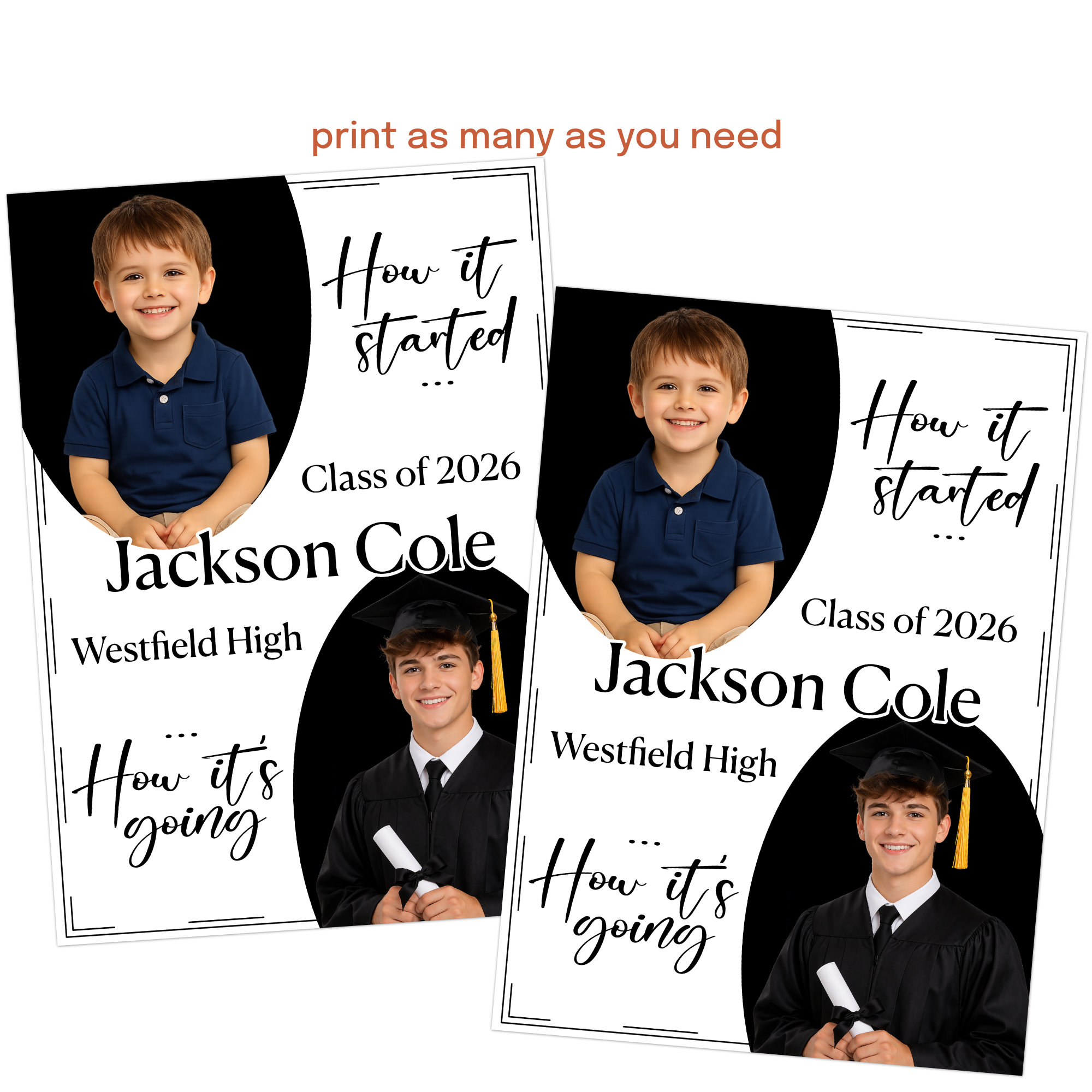 5x7 digital graduation announcement template printable or shareable