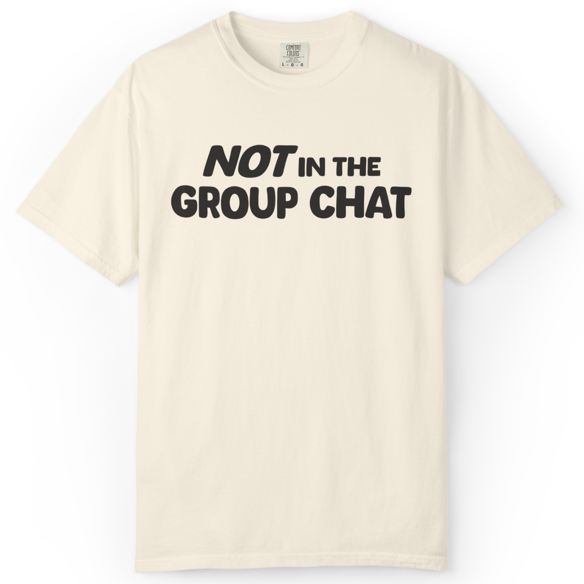 Ivory unisex crew neck t-shirt flat lay showing shape and fit