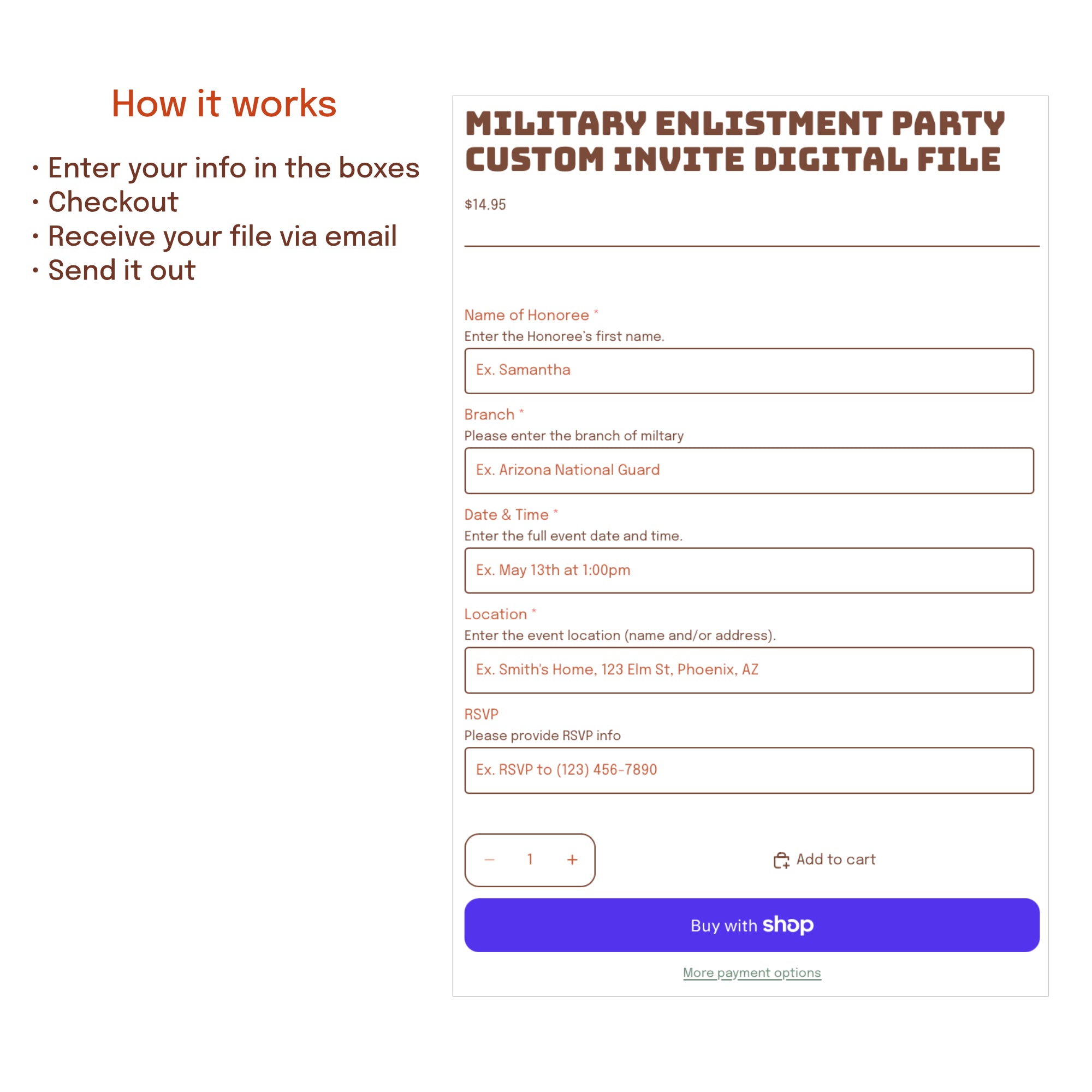 boot camp send off party invitation for army navy air force marines coast guard space force recruits