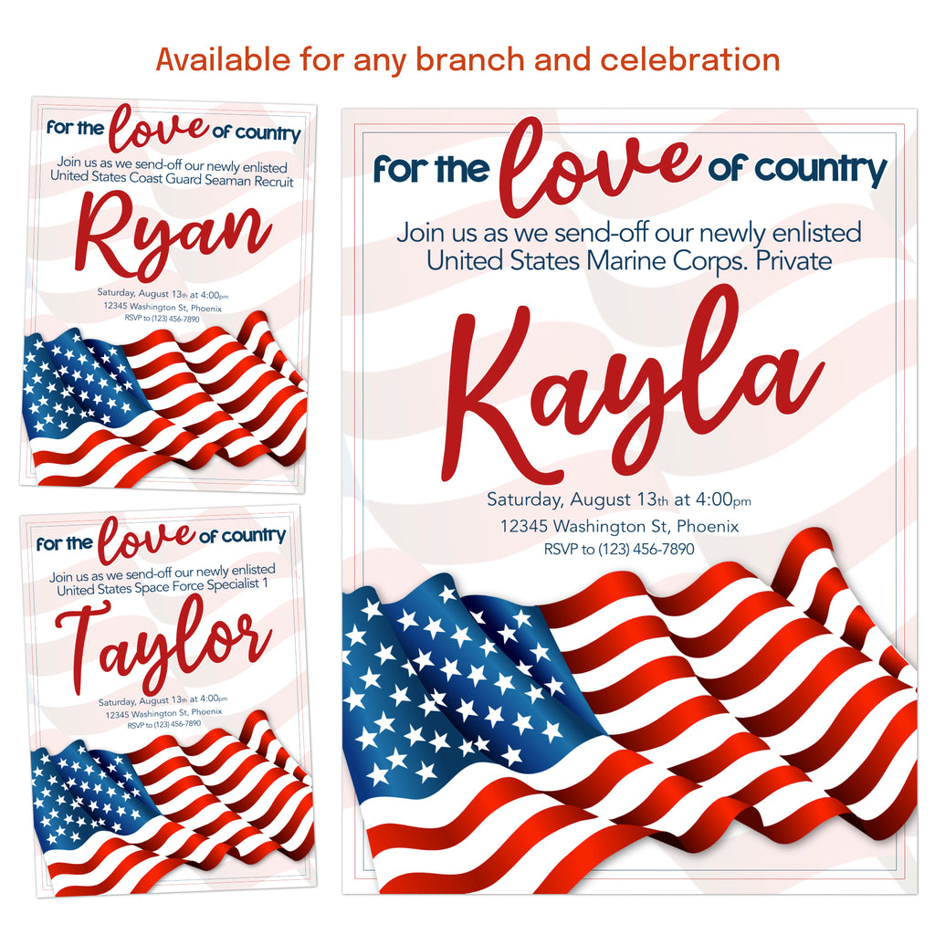 military send off invitation template for army navy air force marines recruits
