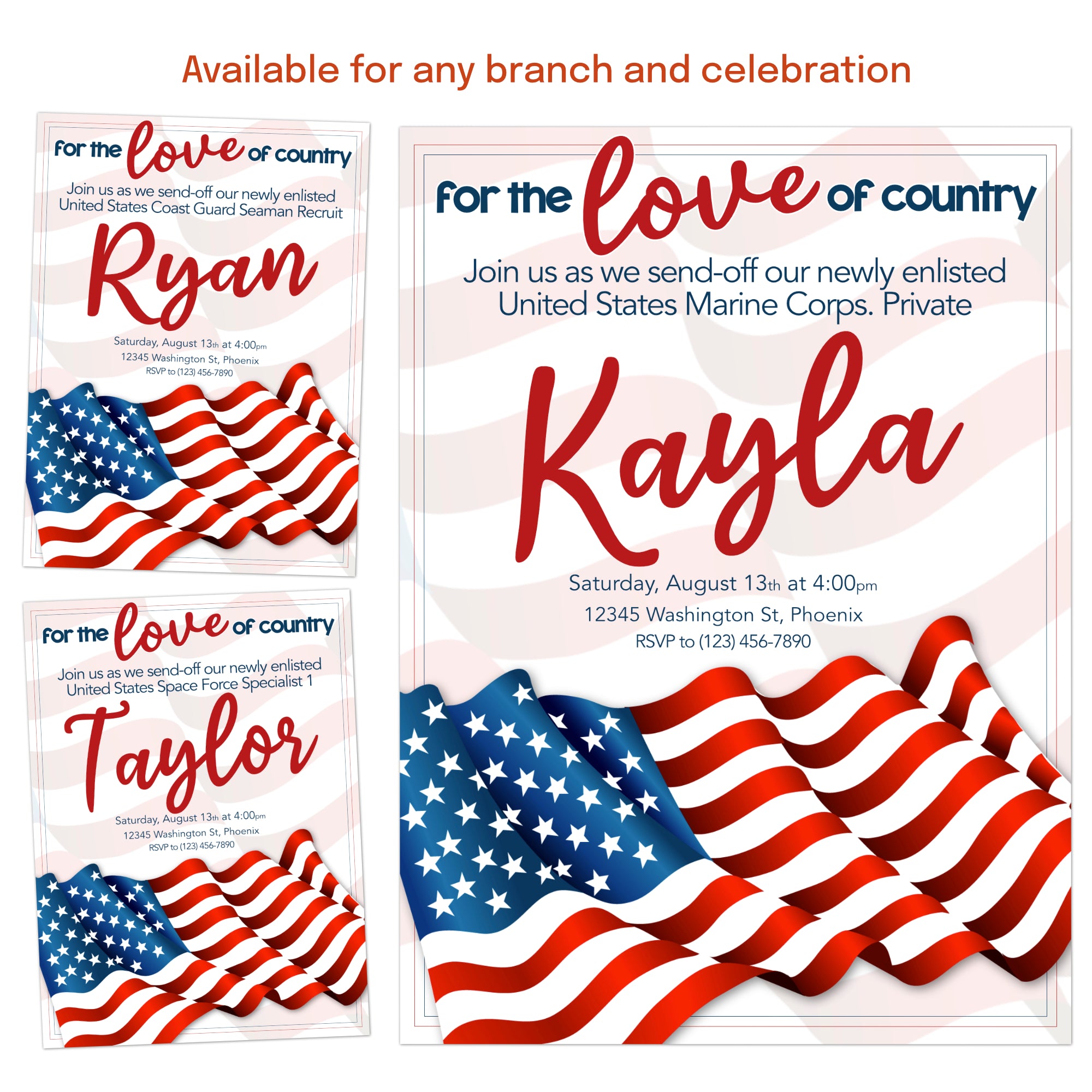 military send off invitation template for army navy air force marines recruits