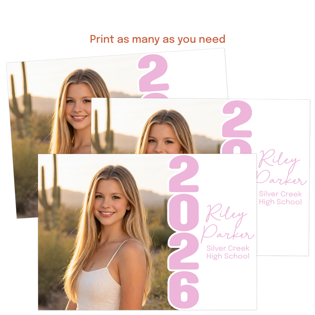 Personalized graduation announcement for high school or college with photo and custom details