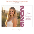 Modern graduation announcement with photo, custom colors, and bold 2026 layout