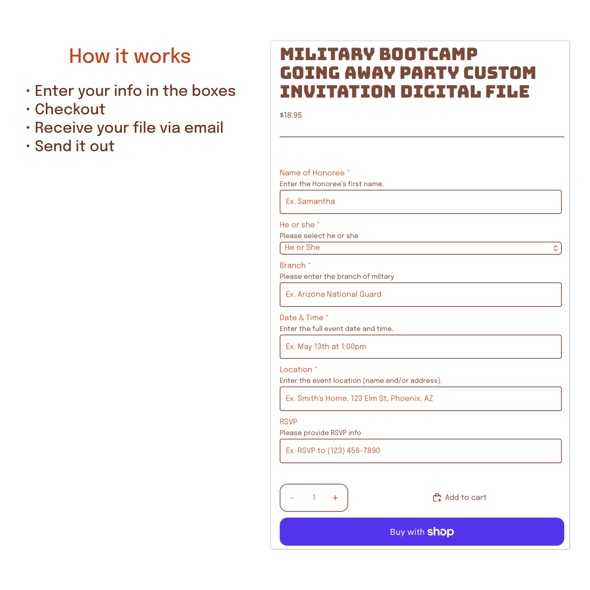 boot camp party invitation template for military recruit send off celebration