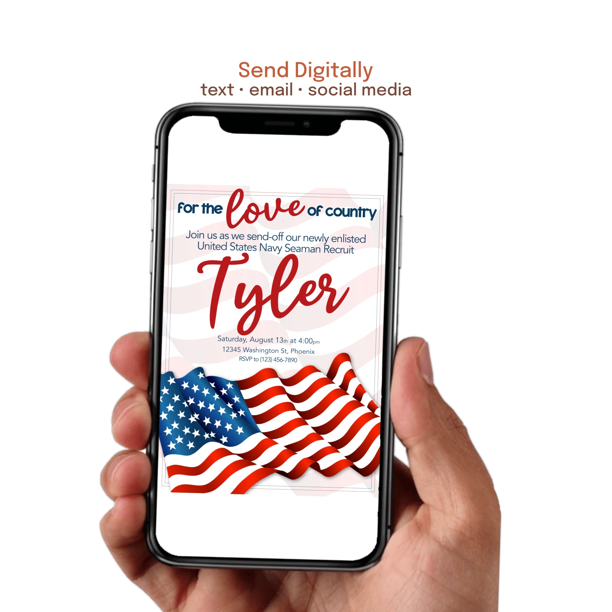 patriotic military enlistment invitation with american flag design boot camp party invite