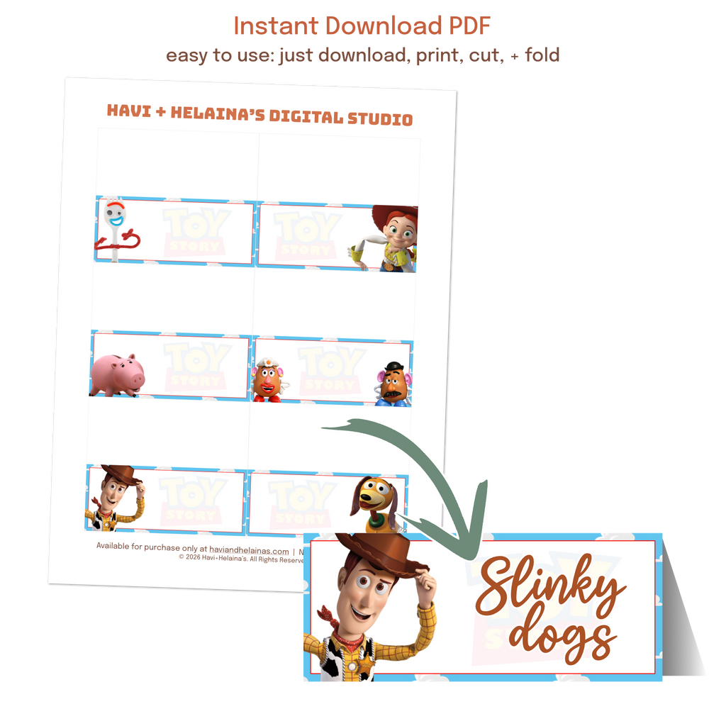Printable blue background food labels and place cards displayed at graduation parties, birthdays, baby showers, and retirement celebrations