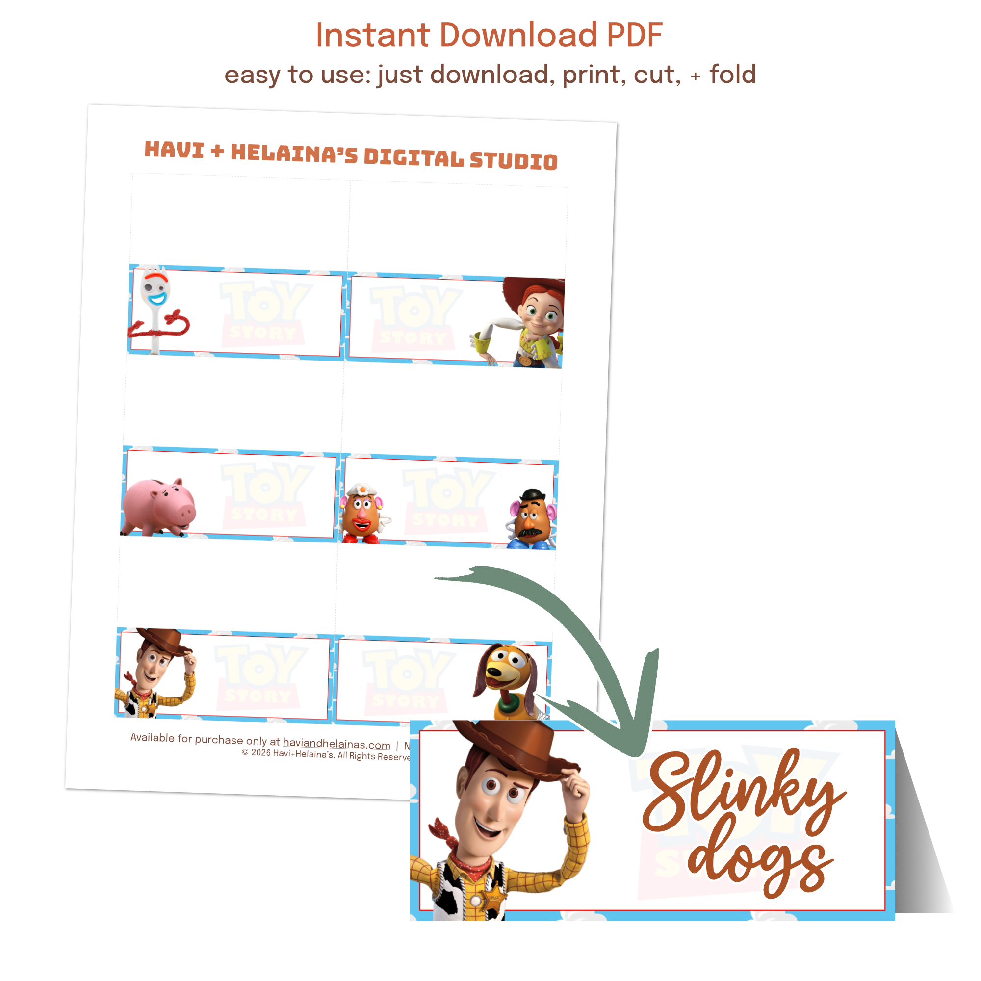 Printable blue background food labels and place cards displayed at graduation parties, birthdays, baby showers, and retirement celebrations