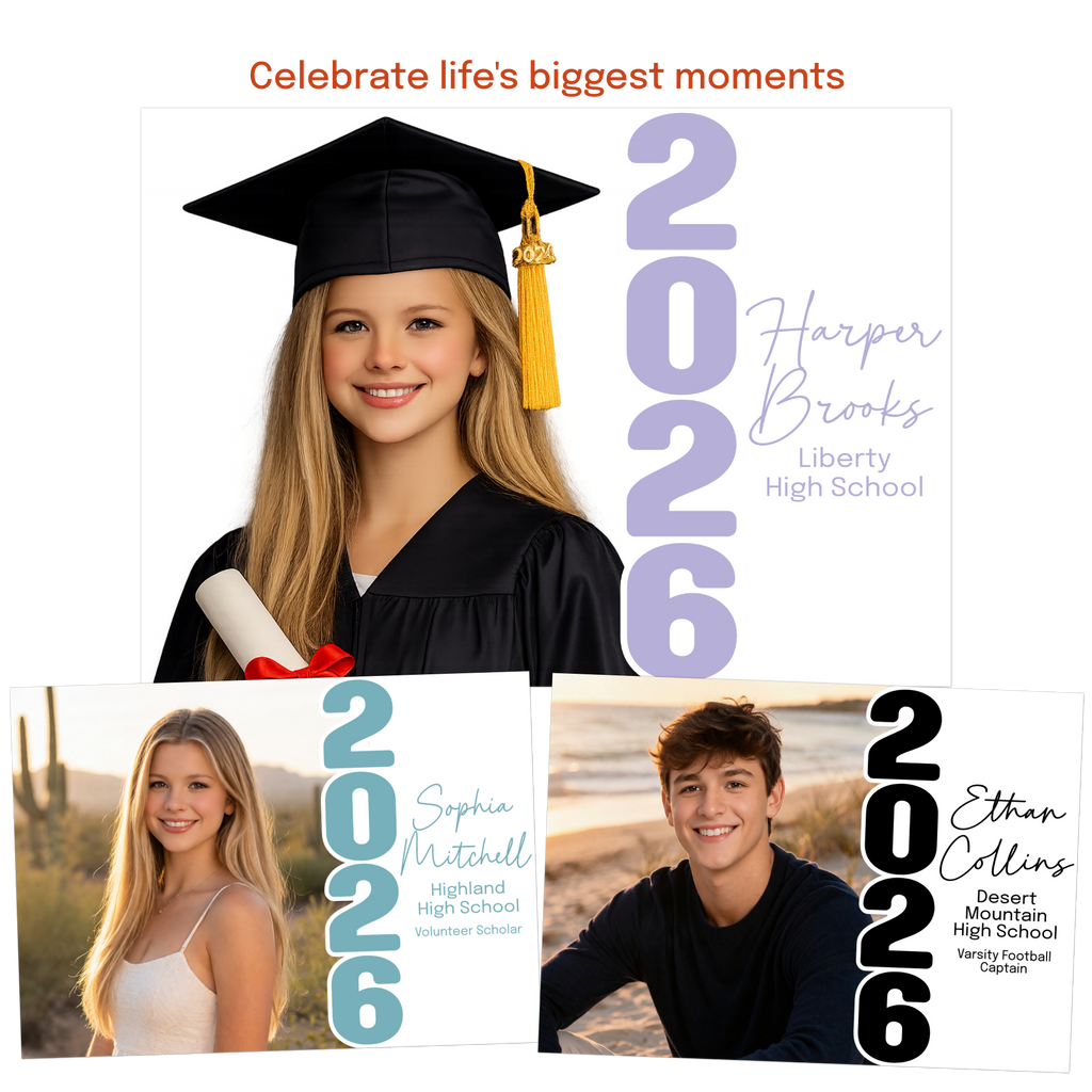 Photo graduation announcement template with customizable colors and text