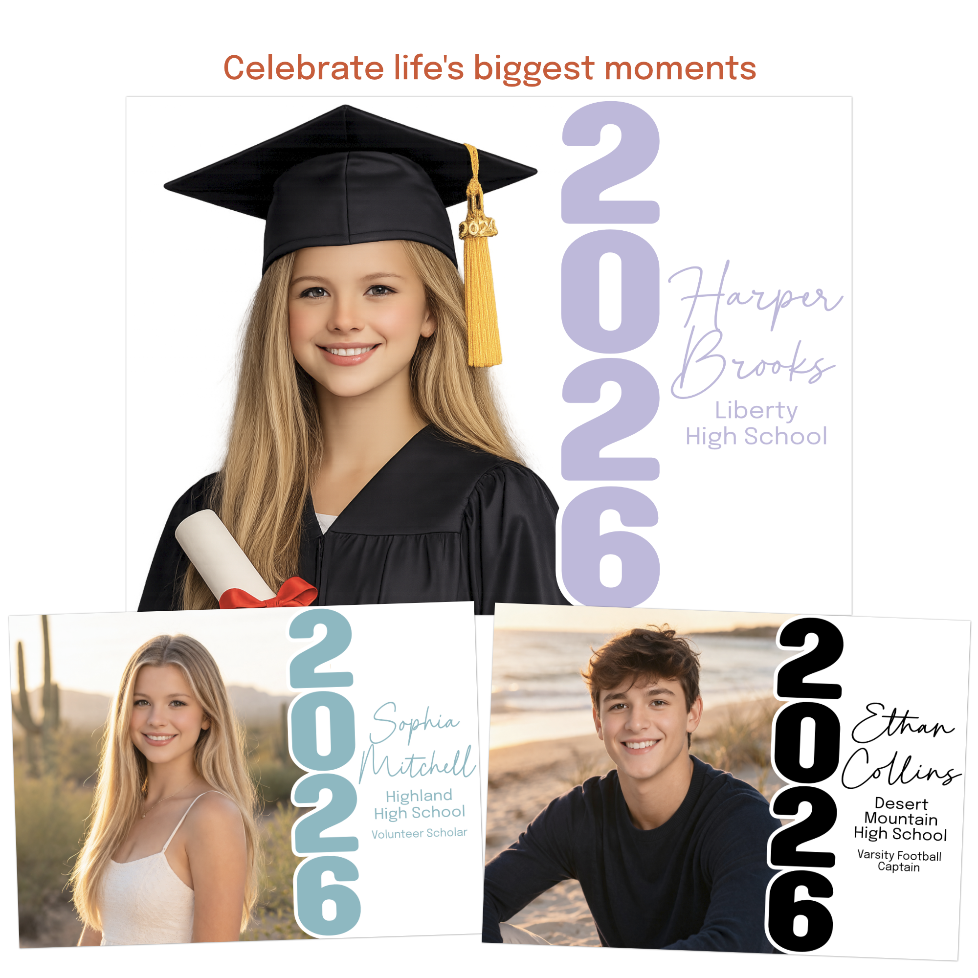 Photo graduation announcement template with customizable colors and text