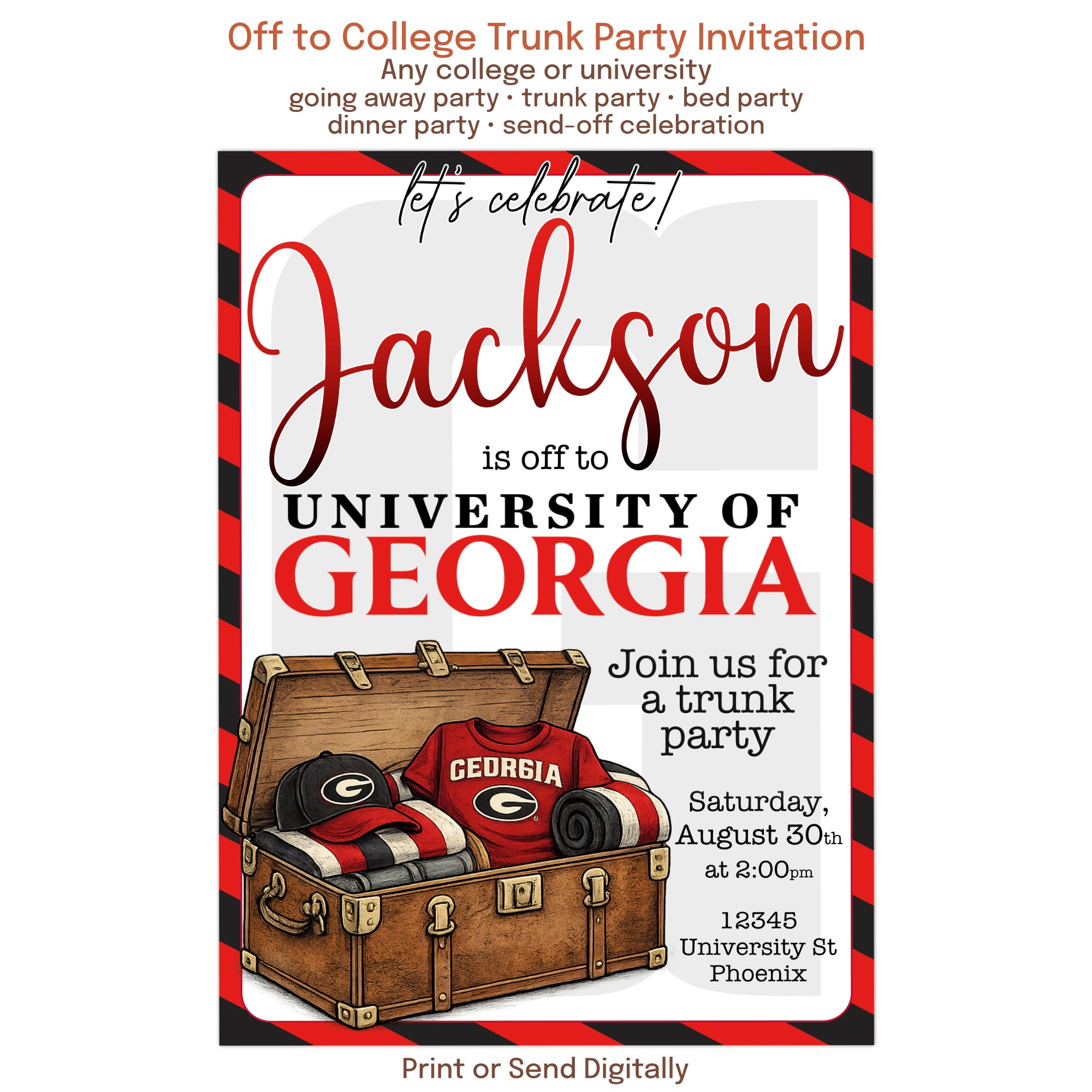 Trunk Party Invitation College Send Off Invite