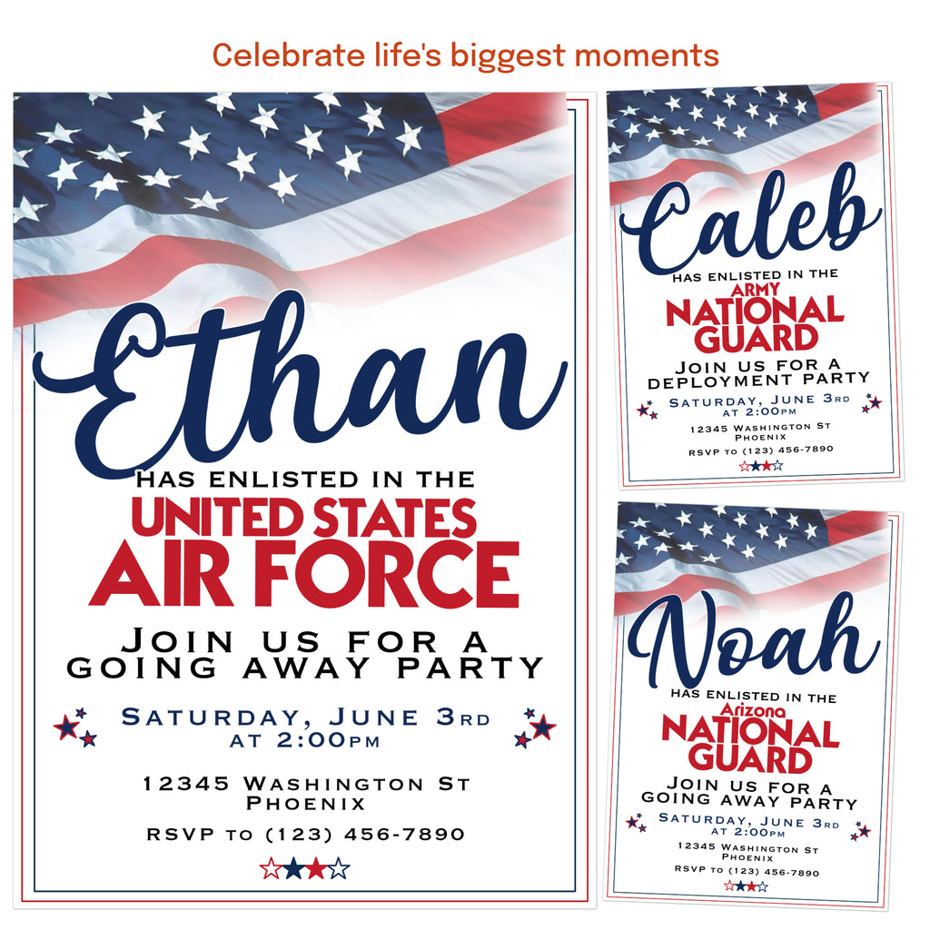 personalized military party invitation with photo easy digital invite for send off or deployment party