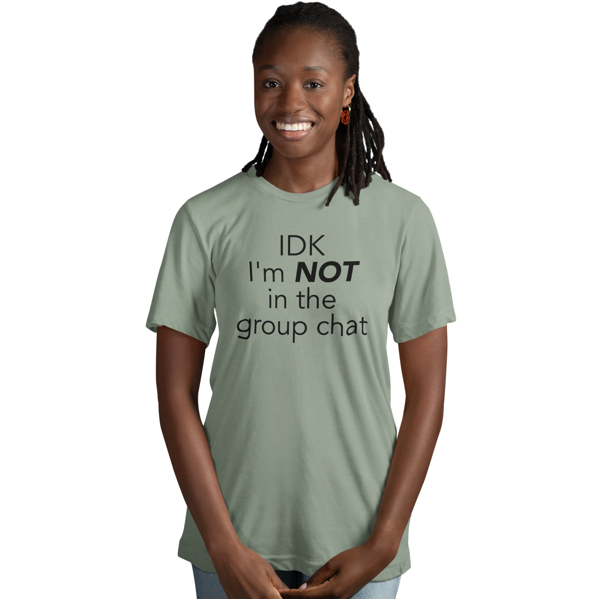 Funny slogan shirt with minimalist text design, soft neutral toned cotton t-shirt