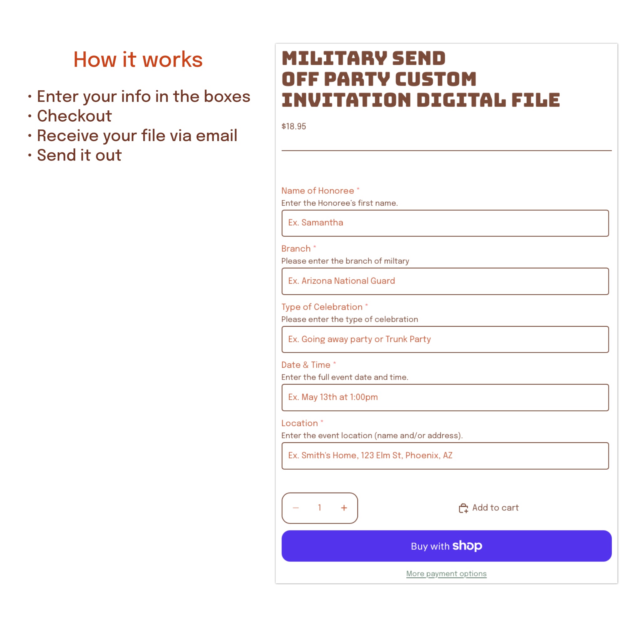 custom military invitation with photo for boot camp send off welcome home or farewell party