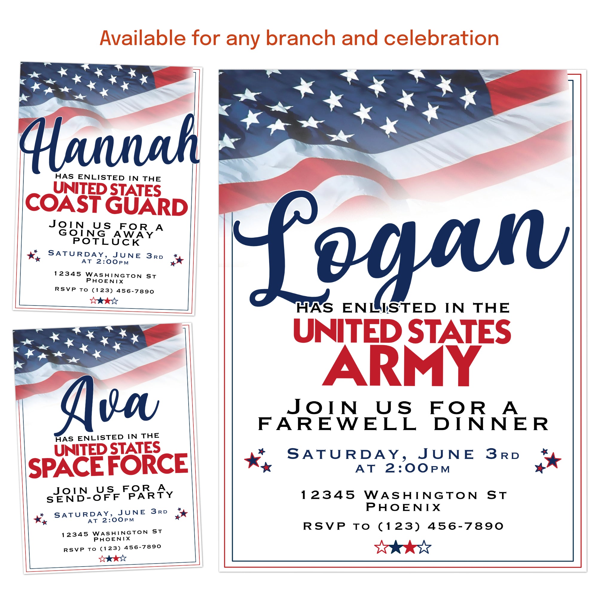 military invitation template for army navy marine corps air force coast guard and national guard parties