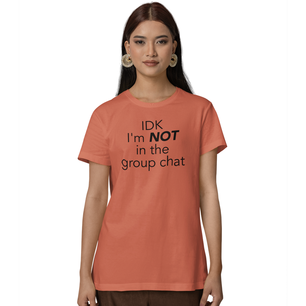Funny mom shirt referencing group chats and social humor, soft relaxed fit tee